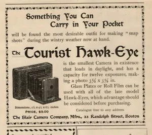 1896 Recreation Print Ad Tourist Hawk Eye Camera Blair Company Boston - Picture 1 of 2