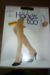 HANES TOO CONTROL TOP PANTYHOSE SIZE AB BLACK STYLE H582004 VTG. USA - Picture 1 of 3