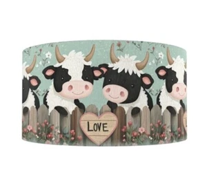 1.5" (1 yard) Holstein Cow Love garden summer Printed Grosgrain Ribbon 1277048 - Picture 1 of 2