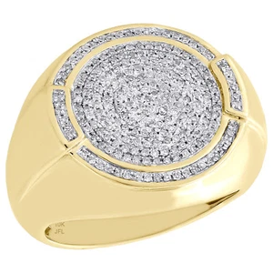 10K Yellow Gold Mens Round Diamond Statement Pinky Ring 22mm Dome Frame 1/2 CT. - Picture 1 of 5