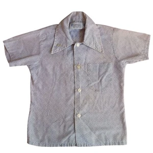 Vintage 1970's Boys 6 Shirt GRAY TOWNCRAFT POINT COLLAR MOD PRINT RELIC SHIRT - Picture 1 of 6
