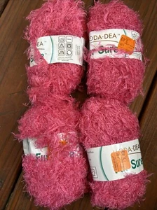 Moda Dea Yarn Fur Sure Totally Pink  #3722 1.76 Oz Acrylic Nylon Blend Lot Of 4 - Picture 1 of 1