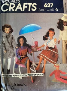 Vtg McCalls 627 Barbie Doll Clothes Pattern Wardrobe 1980s Dress Tracksuit - Picture 1 of 5