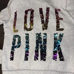 Victoria's Secret PINK Rainbow Sequin Bling Full Zip Hoodie Gray Ombre XS - Picture 1 of 4
