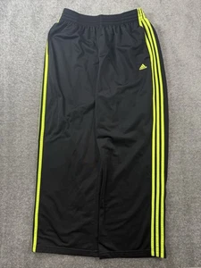 Adidas Track Pants Mens Size 42 Black Green Straight Baggy Wide Grunge Goth Y2K - Picture 1 of 8
