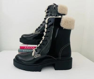 Botines de combate COACH negros de cuero de oveja de alto brillo uniforme zapatos de vestir 9,5 Foto 1 de 4