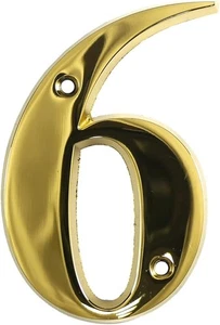 Number 6 - Gold 3" Door Numbers Screw Fix Bevelled Edge - Picture 1 of 1