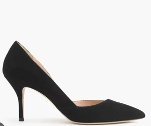 J CREW Italy Colette Black Suede D’Orsay Heels Pumps Size 7 - Picture 1 of 24