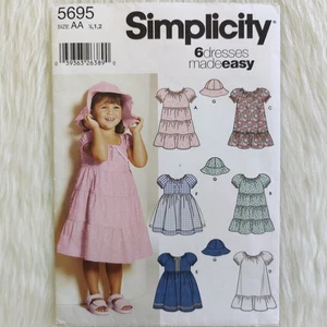 Simplicity 5695 Sewing Pattern, Size: 1/2 - 3 * Toddler Dresses & Hat in 3 Sizes - Picture 1 of 3