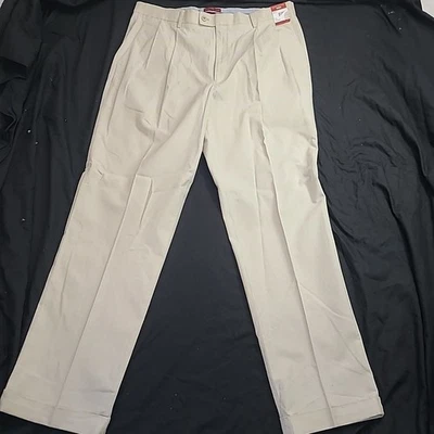 Pantalones Louis Raphael Rosso rojos plisados algodón fino puños beige para hombre 38x34 nuevos con etiquetas  Foto 1 de 4