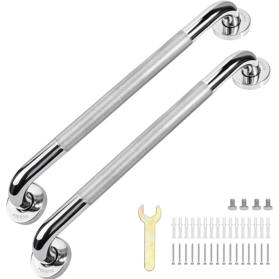 Badezimmer Haltegriffe 50 cm Edelstahl verchromt rutschfest 2 Stück - Bild 1 von 4