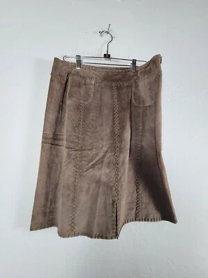 Falda informal para mujer J. Jill de gamuza con costuras hasta la rodilla línea A marrón 16 Foto 1 de 4