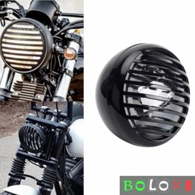 Vintage Grill Headlight for Harley Honda Suzuki Yamaha BMW Cafe Racer Universal - Image 1 of 4