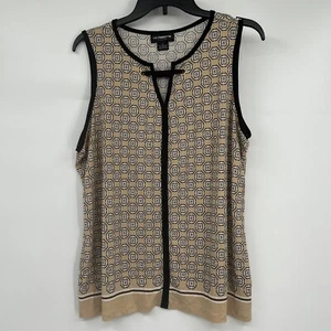 Liz Claiborne Career Top Women’s Sz Large Multicolored Geo Cutout Sleeveless - Picture 1 of 6