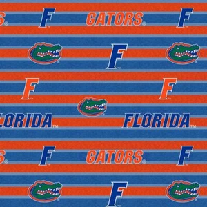 University Florida Gators Polo Stripe Fleece Fabric-NCAA Fleece Blanket Fabric - Picture 1 of 1