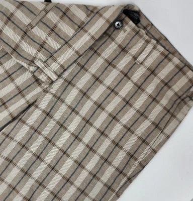 NEW Banana Republic Aiden Shorts Mens 32 Tan Plaid Linen Blend 9" Inseam NWT - Image 1 of 4