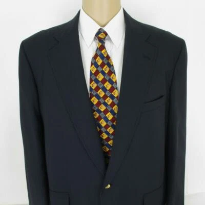 46 L Corbin Solid Navy Blue Pure Wool 2 Btn Mens Jacket Sport Coat Blazer Mint - Image 1 of 4