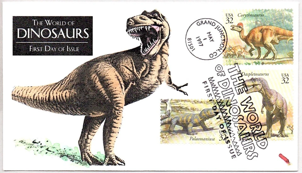 #3136M #3136L #3135K WORLD OF DINOSAURS STAMPS FIRST DAY OF ISSUE FDC - Image 1 of 1