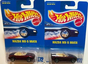 1992 Hot Wheels Mazda MX-5 Miata Burgundy #172 Windshield Logo Variation Lot HTF - Picture 1 of 7
