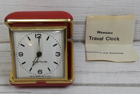 Vtg Westclox Travel Travel Alarm Clock Manual Wind Red Case Original Instruction Cover