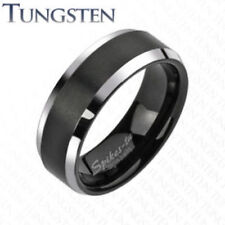 Brushed Black Stripe Dual Tone Tungsten Wedding Ring Size 9,10,11,12,13 (f97)