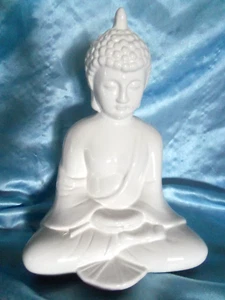 White Porcelain Budda Statue Figurine 10" - Picture 1 of 6