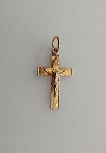 Catholic Vintage Very Tiny Small 14k Gold Crucifix Cross Religious Medal - Picture 1 of 2