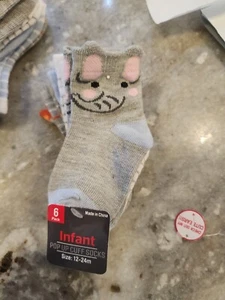 Infant Girl Socks 6 pack 12-24m Pop up ear - Picture 1 of 3