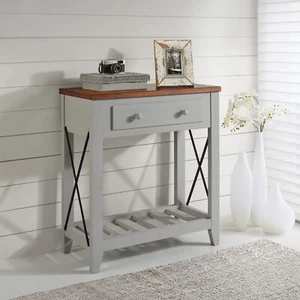 Cottage Console Table Grey Painted Pine Wooden Hall Table 1 Drawer - Picture 1 of 8