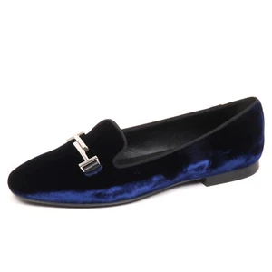 E2830 Bailarina Donna Terciopelo TOD'S Scarpe Azul Velluto Zapato Mujer - Imagen 1 de 4