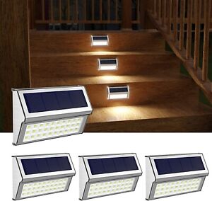 Solar Fence Lights, Deck Lights Outdoor Waterproof with 30 LED Stainless Steel