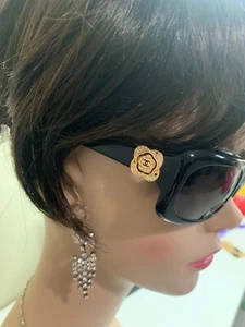 Chanel Sunglasses 5127-B c.622/73 Camellia Flower Gold Crystal CC Logo 53-17-130 - Picture 1 of 13