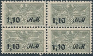 Stamp Germany Revenue Block WWII 3rd Reich Occupation Work Due 110 MNH - Picture 1 of 1