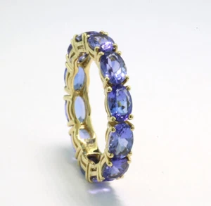 Memory-Ring Tansanite blauviolette Edelsteine 750er Gelbgold Wert 4.230 € Neu - Picture 1 of 4