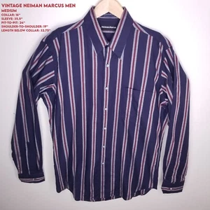 Vintage Neiman Marcus Men MEDIUM 16x35 Italy L/S Button front Shirt - Bild 1 von 15