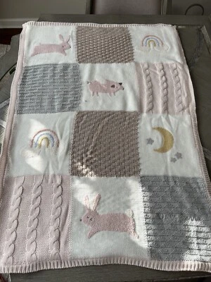 Manta de bebé Sherpa tejida reliquia Pottery Barn Kids bordada “Devin Sienna” Foto 1 de 3