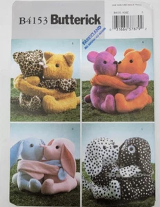Butterick B4153 9" Hugging stuffed bear bunny kitten puppies Sewing Pattern - Picture 1 of 3