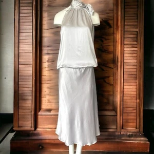 Lynn Lugo Damen lässig formelles Neckholder langes Cocktailkleid 100 % Seide Made in USA - Bild 1 von 7