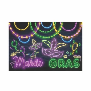 Mardi Gras Glow Backdrop, Party Decor, 3 Pieces - Picture 1 of 2