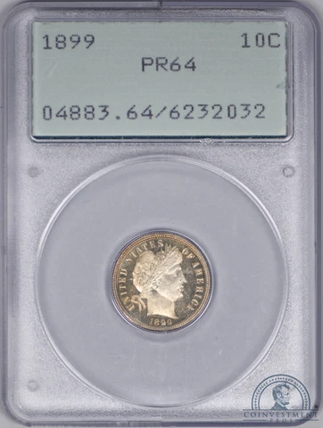 1899 Proof Barber Dime 10c PCGS PR64 "Rattler" OGH - Nice Coin! Cover