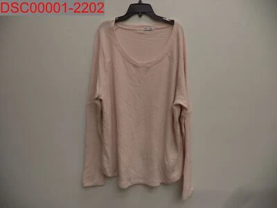 Sweet Romeo Plus Women's Light Pink Waffle Knit Thermal Henley Sweater, Size 2X - Image 1 of 4