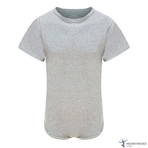 Drylife Cotton Short-Sleeved Bodysuit - Grey - Small - Incontinence Aid - Picture 1 of 5