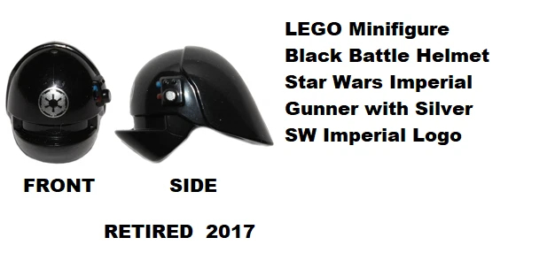 Lego minifigura capacete de batalha preto Star Wars artilheiro imperial com logotipo prata - Imagem 1 de 1