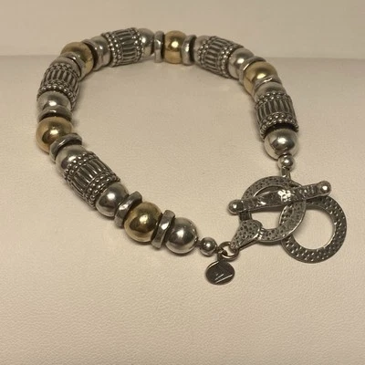 Brazalete de cuentas Silpada de plata de ley y oro de 14 quilates 8,5 pulgadas, cierre de palanca Foto 1 de 4