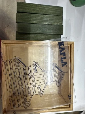 KAPLA 23 Piece Wood Green Building Blocks Set Vintage - Image 1 of 4