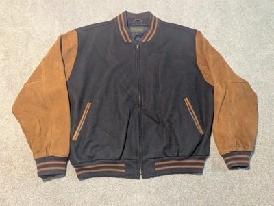 Golden Bear Varsity Jacket Mens XL Black Wool Leather Bomber Vintage USA Made - Image 1 of 4