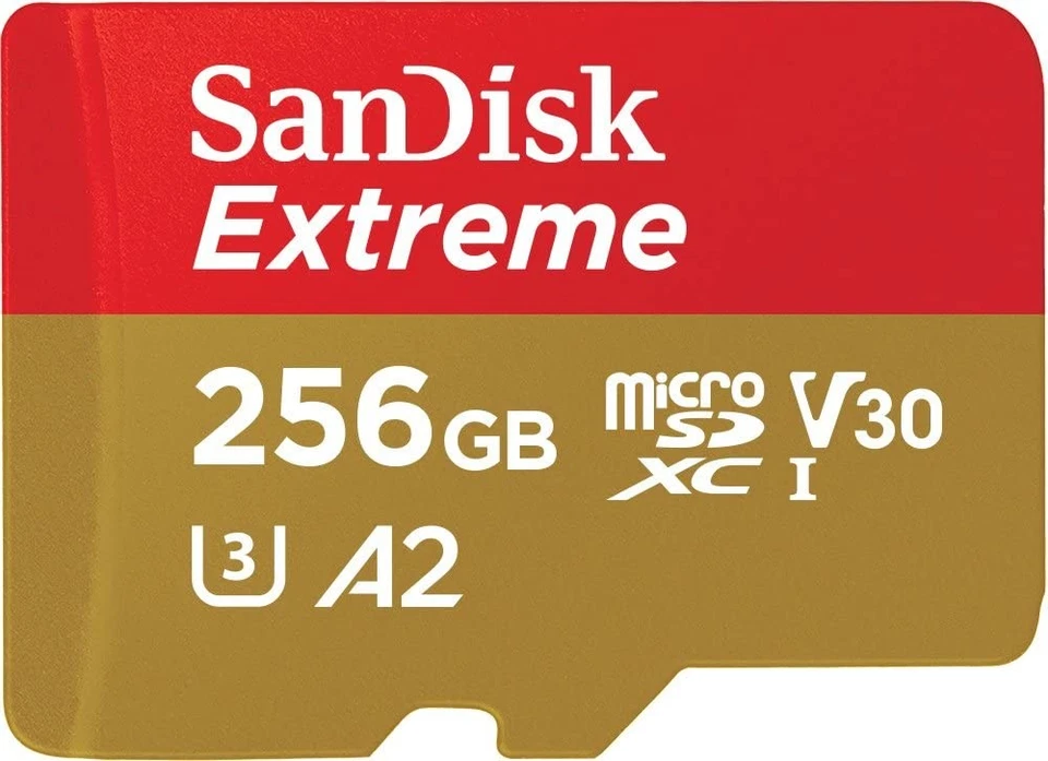 SanDisk Extreme microSDXC A2 UHS-I U3 V30 190MB/s Speicherkarte + Adapter 256GB - Bild 1 von 3