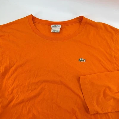 Lacoste Men's Orange Long Sleeve Crew Neck T Shirt Croc Logo Size 7 US XXL - Image 1 of 4