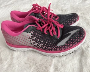 Brooks PureFlow 5 Women 8.5 Black Pink Lace Up 1202071B688 Low Top Running Shoes - Picture 1 of 7