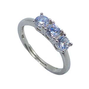 Anello Trilogy con Zircone Bianco mm 4 in Argento 925 - Picture 1 of 1